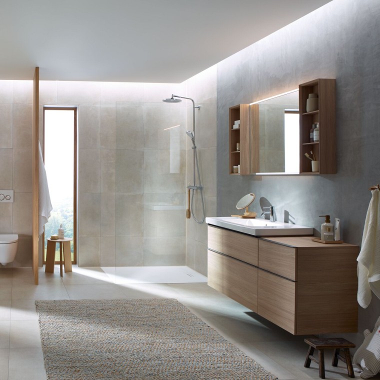 Geberit iCon medžio imitacijos vonios kambario baldai