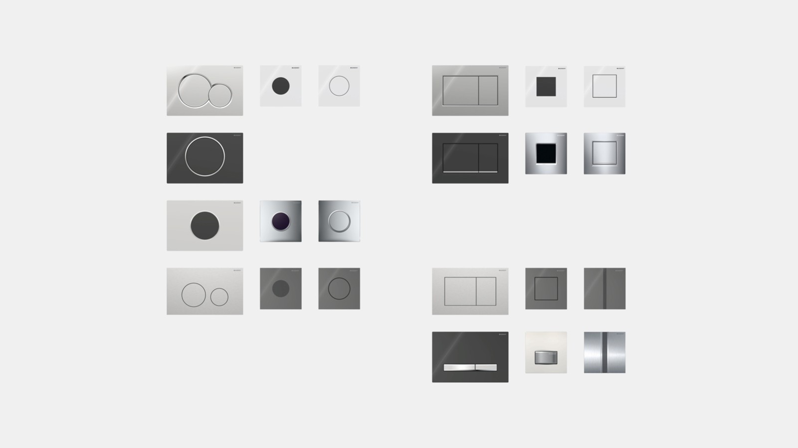 Geberit vandens nuleidimo mygtukai ir plokščių dangteliai Geberit vandens nuleidimo mygtukai ir plokščių dangteliai