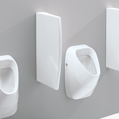 Geberit pertvara, pagaminta iš sanitarinės keramikos su paslėptais tvirtinimais Geberit pertvara, pagaminta iš sanitarinės keramikos su paslėptais tvirtinimais