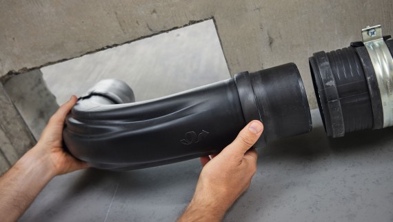 The Geberit Silent-Pro SuperTube space-saving discharge pipe