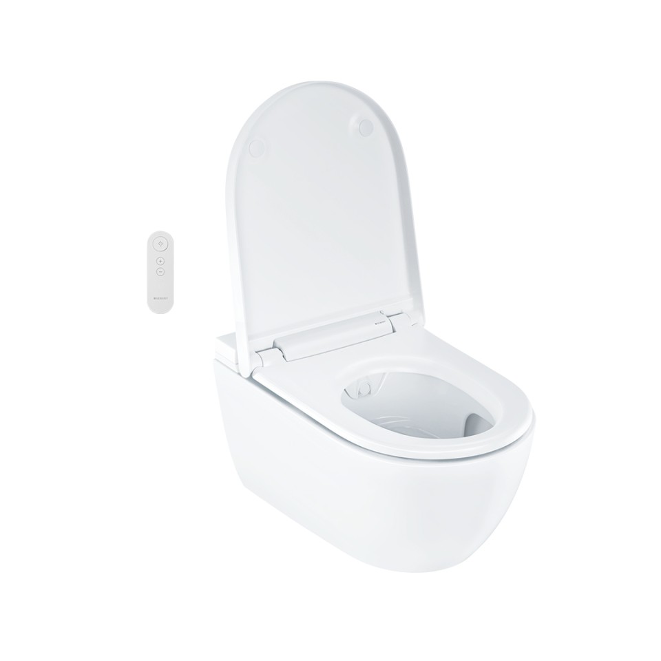 Geberit AquaClean Alba su atviru unitazo dangčiu Geberit AquaClean Alba su atviru unitazo dangčiu