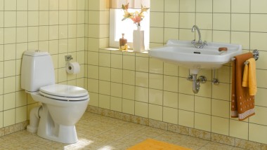 Spalvotosios keramikos plytelės ir WC vandens nuleidimo mygtukai – taip pat prie sienos tvirtinami WC puodai – aštuntajame dešimtmetyje buvo geidžiamiausi