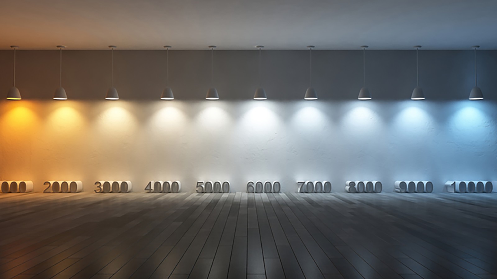 Spalvos temperatūros iliustracija su skirtingomis kelvino vertėmis (© iStock.com/SuriyaKK)