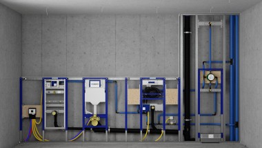 Geberit Duofix potinkinės konstrukcijos ir bakelių sistemos sienoje