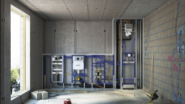 Geberit Duofix potinkinės konstrukcijos ir bakelių sistemos sienoje