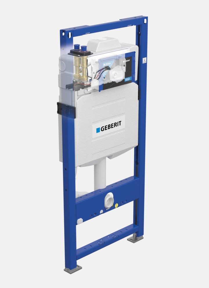Potinkiniame bakelyje įmontuota Geberit higieninio plovimo sistema Potinkiniame bakelyje įmontuota Geberit higieninio plovimo sistema