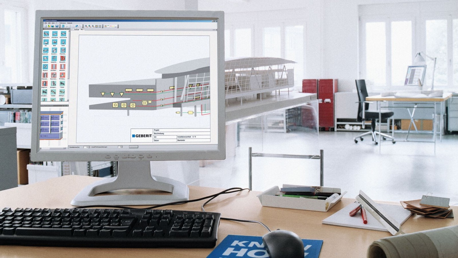 Kompiuterio ekranas su Geberit ProPlanner Kompiuterio ekranas su Geberit ProPlanner