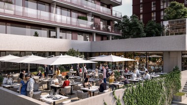 Klientams siūloma apsilankyti ant išsikišusių stogo terasų ir pasimėgauti kulinariniais šedevrais. © Soravia Klientams siūloma apsilankyti ant išsikišusių stogo terasų ir pasimėgauti kulinariniais šedevrais. © Soravia