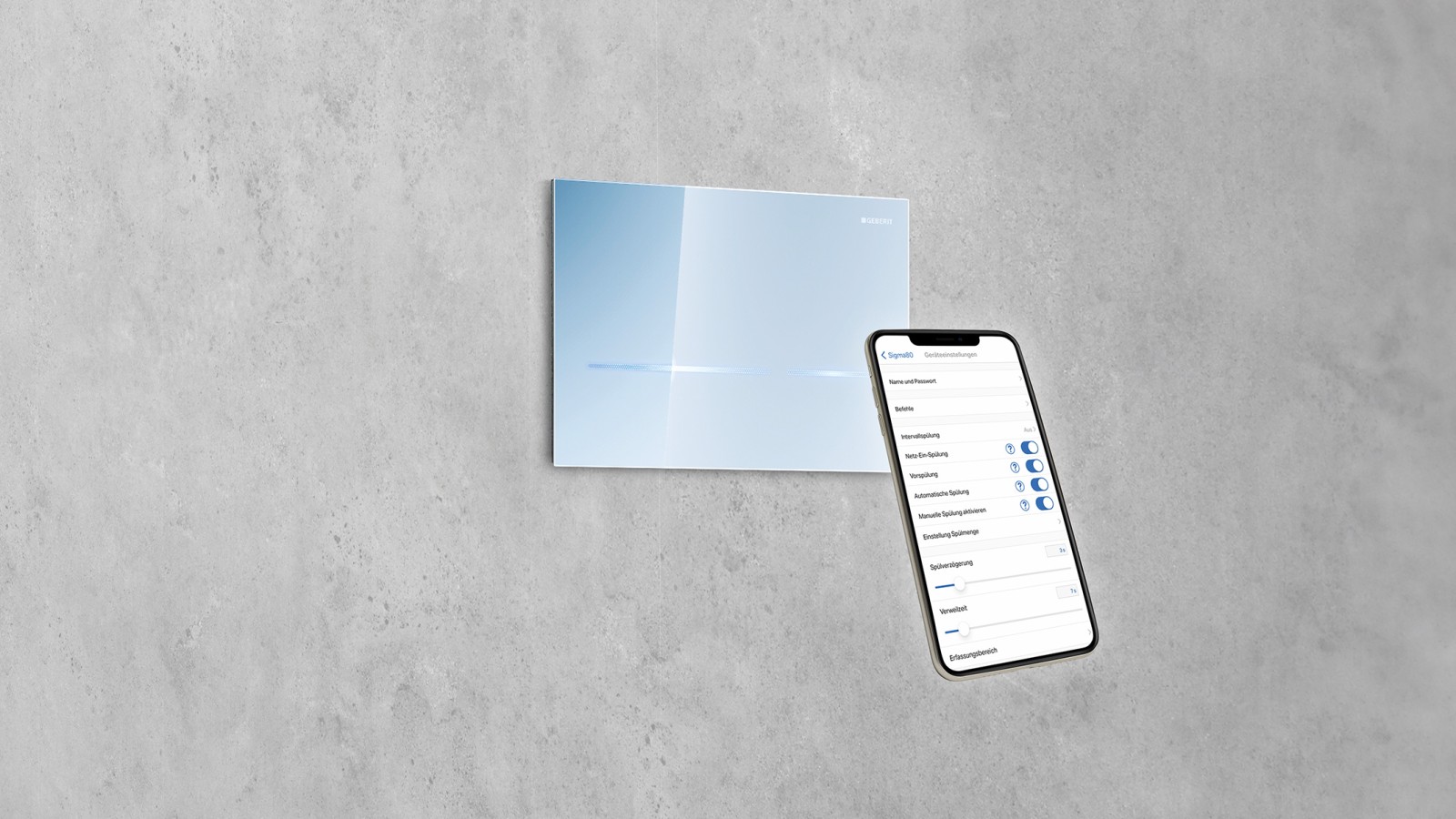 Nustatykite Geberit Sigma80 WC vandens nuleidimą su Geberit Control