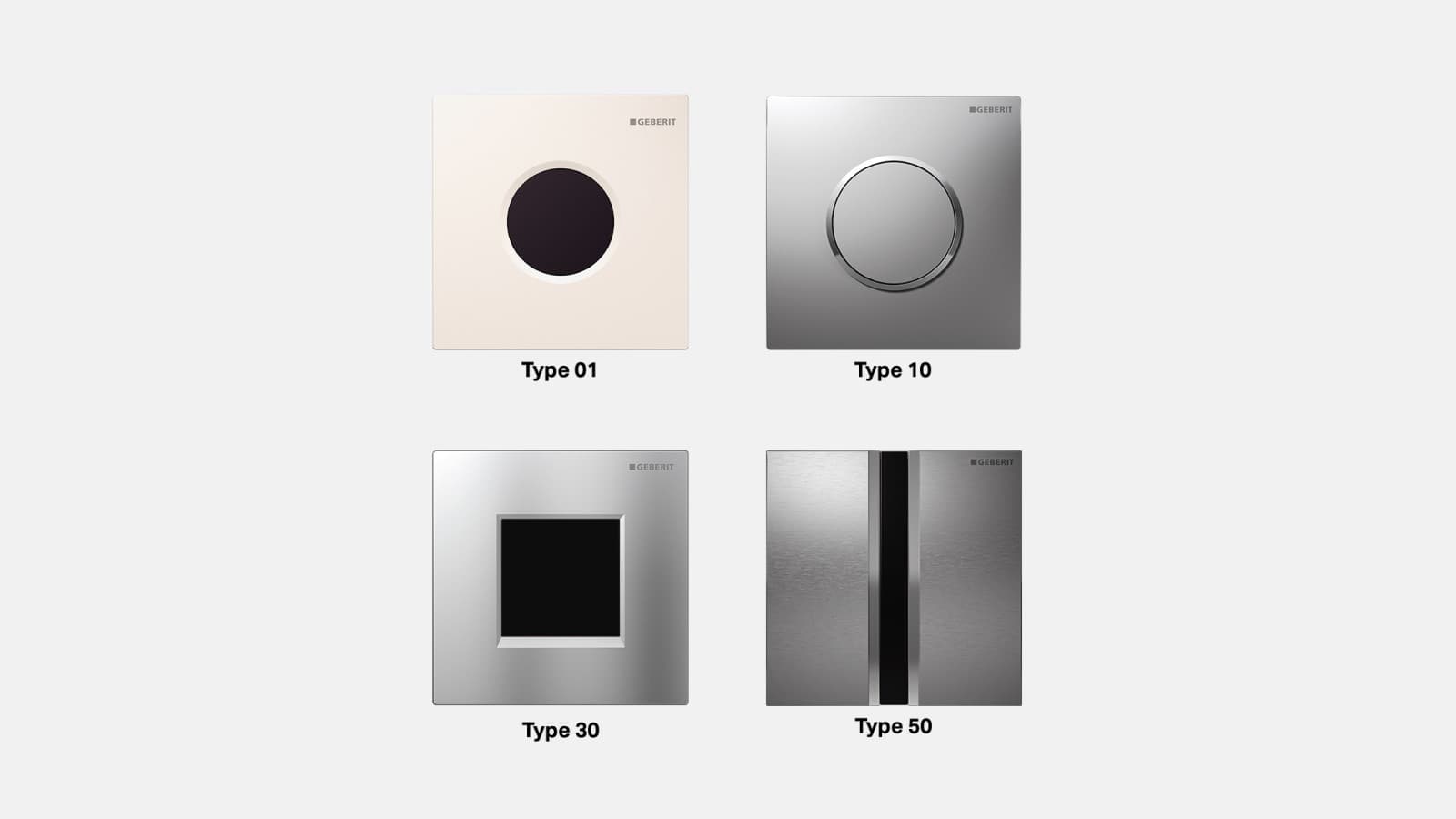 Geberit infraraudonųjų spindulių ir mechaniniai vandens nuleidimo mygtukai pisuarams Geberit infraraudonųjų spindulių ir mechaniniai vandens nuleidimo mygtukai pisuarams